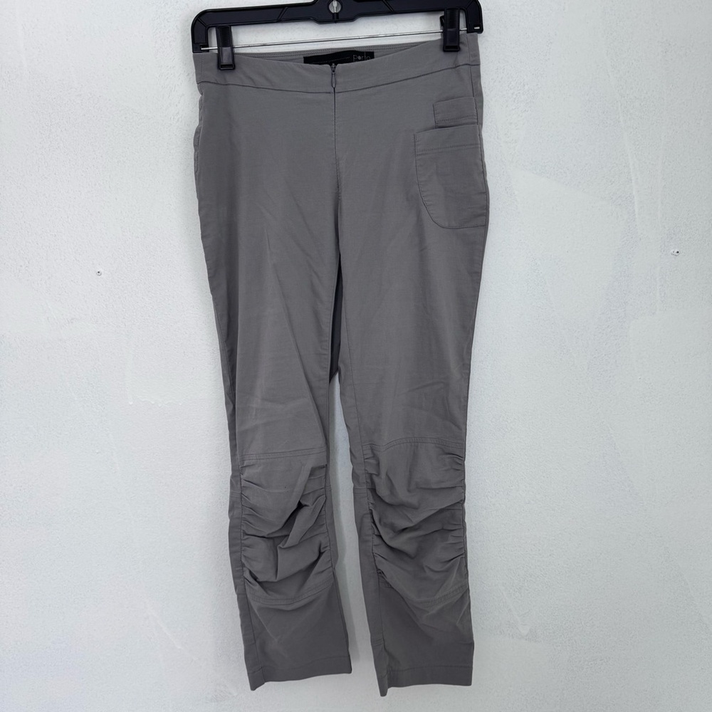 Porto Elastic Waist Front Zip Gathered Knee Pants Grey size 1 Small